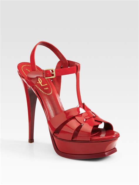 red ysl tribute heels|YSL logo heels.